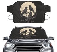 LACIYISON Raven Moon Print Windshield Cover for Ice and Snow, All Weather Car Windshield Cover Sunshade Fits Most Cars SUV, 55.9 x 37.7 inch