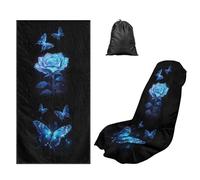 LACIYISON Rose Butterfly Print Car Seat Cover for Front Seats, Quick-Dry Running Towel with Storage Bag for Beach and Picnic, Multi-Functional Seat Protector for Trucks SUVs Sedans, 2 Pack