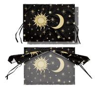 LACIYISON Sun Moon Star Print Car Window Shades Double Layer Auto Sun Shade with 5 Strong Magnets, Full Blackout & Semi-Transparent 2 in 1 Car Window Curtain, 19.7x27.6 Inches, 2 Pack