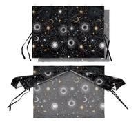 LACIYISON Sun Moon Star Print Car Window Shades Double Layers Magnetic Car Sun Shade Semi-Transparent Full Blackout 2 in 1 Side Window Covers, Auto Windows Curtains for UV Protection, 2 Pack