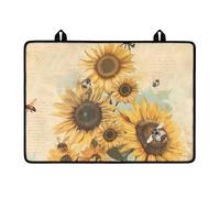 LACIYISON Sunflower Bee Letter Print Induction Cooktop Protector Mat, Reusable Stove Top Cover for Electric Stove, Silicone Stove Mat for Glass Top Stove, Glass Top Stove Cover (29 x 21 Inch)