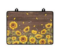 LACIYISON Sunflower Bee Wood Pattern Stove Top Cover 21 x 29 Inch Extra Large Silicone Stovetop Covers for Glass Top Electric Stove Heat-Resistant Ceramic Glass Cooktop Protector Dish Drying Mats