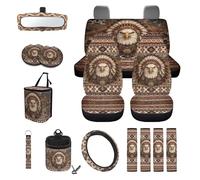 LACIYISON Tribal Eagle Aztec Print Car Seat Cover Full Set of 15 Seatbelt Strap Cover Garbage Cans Air Vent Storage Bag Coasters Rearview Mirror Covers Keychain Universal Fit