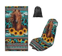 LACIYISON Western Horse Cow Aztec Print Car Seat Cover for Front Seats, Quick-Dry Running Towel with Storage Bag for Beach and Picnic, Multi-Functional Seat Protector for Trucks SUVs Sedans, 2 Pack