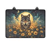 LACIYISON Wolf Sunflower Moon Star Pattern Cooktop Cover Multi-purpose Stove Top Cover Flat RV Range Stovetop Protector Universal Dish Drying Mat with Hanging Loops for Kitchen Decoration