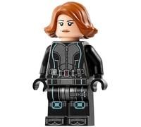 lack Widow - Black Jumpsuit, Dark Orange Short Hair, Printed Legs, Metallic Light Blue Trim from set 76291
