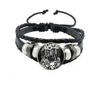 Lacknick My Chemical Romance Bracelet Rock Band Fans Merch Souvenir Punk Revival Lover Fashion Rebellious Personality Accessory (Black-Skeleton)