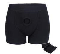 Lacnuopao Black L Boxer Briefs, Strapon Harness Strapless Strap on Brief Panties, Unisex, Mid Rise, 6 Count, 95% Cotton 5% Spandex