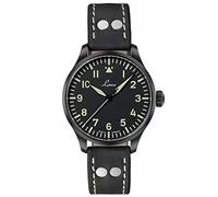 Laco Fliegeruhr Basis Altenburg, women's and men's watch, black leather strap, sapphire glass, diameter 39 mm, Miyota 821 A automatic, incl. case - 861991, Strap.