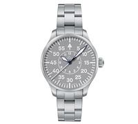 Laco Pilot Watch, Automatic Watch, Stainless Steel Case, Sapphire Glass, 5 Bar, Made in Germany, Basis Aachen - silver stainless steel strap, grey dial, Herren, Classic