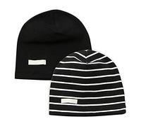 LACOFIA 2 Pack Baby Beanie Hat Kids Super Soft Cotton Cap Boys Knit Hats Black 0-6 Months S
