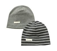LACOFIA 2 Pack Baby Beanie Hat Kids Super Soft Cotton Cap Boys Knit Hats Dark Gray 0-6 Months S