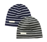 LACOFIA 2 Pack Baby Beanie Hat Kids Super Soft Cotton Cap Boys Knit Hats Dark Gray and Navy Blue 3-7 Years L