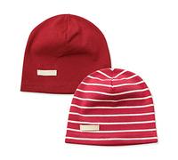 LACOFIA 2 Pack Baby Beanie Hat Kids Super Soft Cotton Cap Boys Knit Hats Wine Red 3-7 Years L