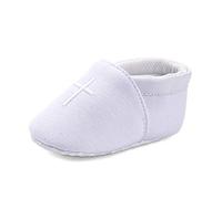 LACOFIA Baby Boys Girls White Crib Shoes Infant Prewalkers Soft Sole Slipper Shoes 6-12 Months