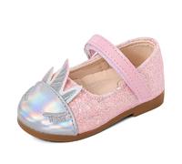 LACOFIA Baby Girls First Walking Shoes Infant Anti-Slip Mary Jane Princess Wedding Dress Shoes Pink Unicorns 5