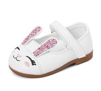 LACOFIA Baby Girls First Walking Shoes Infant Anti-Slip Mary Jane Princess Wedding Dress Shoes White Rabbit 5