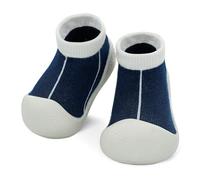LACOFIA Baby Sock Shoes Infant Toddler Boy's Girl's Slipper Socks Soft Sole with Grips First Walking Shoes with Anti-Slip Rubber Sole Navyblue 9-12 Months