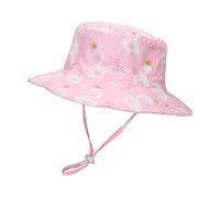 LACOFIA Baby Sun Hat Toddler Boys Girls Summer Bucket Hat Kids Wide Brim Beach Cap with Adjustable Chin Strap Pink Swan 12-24 Months