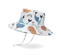 LACOFIA Baby Sun Hat Toddler Boys Girls Summer Bucket Hat Kids Wide Brim Beach Cap with Adjustable Chin Strap White Whale 1-2 Years
