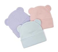 LACOFIA Baby Winter Knitted Hat with Bear Ears Infant Toddler Girls Soft Warm Beanie Cap Purple+Pink+Light Blue 0-6 Months