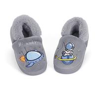 LACOFIA Boys Girls Winter Warm Slippers Kids Anti-Slip House Space Slipper Shoes Grey 11/11.5