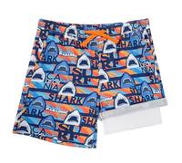 LACOFIA Boys Swimming Shorts 2 in 1 Kids Swim Trunks with Compression Liner Elasticated Waist Boardshorts Children Summer Beach Shorts Quick Dry Blue Shark 5-6 Years