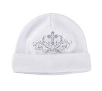 LACOFIA Newborn Boys Girls Christening Hat Unisex Baby Baptism Beanie Caps with Embroidery White 6-12 Months