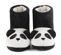LACOFIA Toddler Slipper Boots Kids Boys Girls Winter Animal Novelty Booties Children Anti-Slip Plush House Slipper Shoes Panda 7/8 Black