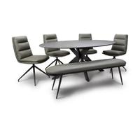 lacole dining table with 4 nobo truffle chairs and aara bench