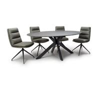 lacole grey dining table oval with 6 nobo truffle chairs