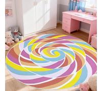 Lacomfy Kids Rug Play Mat 6Ft Round Rainbow Lollipop Girls Bedroom Carpet Large Circle Candy Classroom Rug Nursery Mat Playroom Rug for Children Cute Candyland Party Decorations