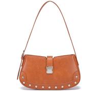 LACOMILA Y2K Purse Small Shoulder Bag for Women Goth Emo Punk Purse with Studded Rivet Design, Brown, S, Y2k Punk Purse for Women