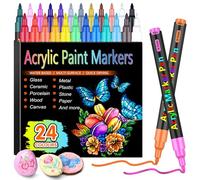Laconile Acrylic Paint Pens for rock Painting,24 Fine Tip Paint Markers for Wood Glass Stone Wood Ceramic,Acrylic Marker Pens for For Christmas Easter Egg DIY Crafts
