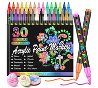 Laconile Acrylic Paint Pens for rock Painting,30 Fine Tip Paint Markers for Wood Glass Stone Wood Ceramic,Acrylic Marker Pens for For Christmas Easter Egg