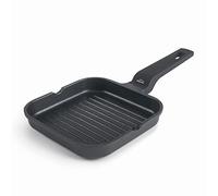 LACOR - 25162 - Grill Pan Mini Cast Aluminium 100% PFOA-Free, Non-Stick Bilayer, Suitable for Induction, Ergonomic Soft Touch Handle, 14 x 14 x 2.5 cm, Black