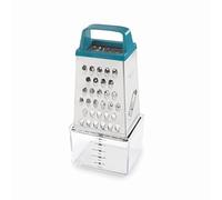 Lacor - 61363 - Kitchen Grater with Keep Container, Stainless Steel, Includes 250 ml Food Container, 4 Cutting Sides: fine, Medium, coarse and Slices, 9 x 6.5 x 20.5 cm