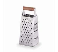 LACOR - 61364 - Wooden Kitchen Grater, 4-Sided Food Grater, Stainless Steel, Beech Wood Handle, 4 Sides with Different cuts: fine, Medium, Thick and Cut, 11 x 8.5 x 24.5 cm