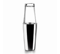 LACOR - 62285 - Boston Stainless Steel Cocktail Shaker Professional 2 Glasses, Borosilicate Glass, Capacity 800 ml + 500 ml, Airtight Closure, 8 x 16 cm, Grey