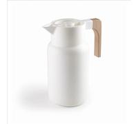 LACOR - 62599 - Wood White Thermos Flask for Liquids, Keeps Cold and Heat, Polypropylene, Double Wall with Glass Layer Inside, Insulated Cap, Capacity: 1 L, White