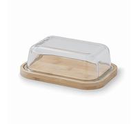 Lacor - 62898 - Butter Dish, Butter Container, Bamboo Base, Borosilicate Glass Lid, Easy Cleaning, Dishwasher Safe, 18.5 x 14 x 6.5 cm