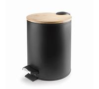 LACOR - 63335 - Nature Black Pedal Bin with SoftClosing System Steel 20.5 x 27.6 cm Capacity: 5 L