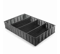 Lacor - 63484 - Cutlery Box Rattan Polypropylene GN 1/1, 100% BPA Free, Reinforced Chrome Frame, Dishwasher Safe, 53 x 32.5 x 9 cm, Black