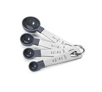 Lacor - 67037 - Set of 4 Measuring Spoons, Liquid and Food Meter, Baking, Stainless and Polypropylene, Stackable, Measurements in ml, TSP, tbsp, BPA Dishwasher Safe, Grey