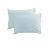 Lacoste 100% Cotton Percale 2-Piece Pair Pillowcase Set - Cool, Crisp, Matte, and Durable, Oeko-Tex Certified - Solid, Pale Aqua, King