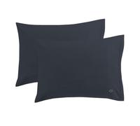Lacoste 100% Cotton Percale 2-Piece Pillowcase Set, Standard, Navy | Crisp Cool Breathable, All-Season Bedding, Soft & Quick-Drying, Durable Matte Finish, Solid Color, Oeko-Tex Certified