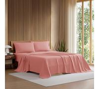 Lacoste 100% Cotton Percale 4-Piece Sheet Set - Crisp Cool Breathable All-Season Bedding, Oeko-Tex Certified, Soft Matte Finish, Durable Premium Cotton - Solid, Canyon Orange, Twin