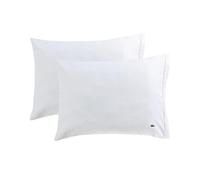 Lacoste 100% cotton percale pillow case pair, solid, white, standard