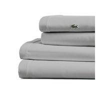 Lacoste 100% Percale Cotton 4-Piece Sheet Set - Fresh, Crisp, Matte and Durable, Oeko-Tex Certified - Solid, Micro Chip, Queen