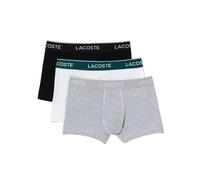 Lacoste 3-Pack Casual Boxer Trunks, Black/White/Grey - X-Large